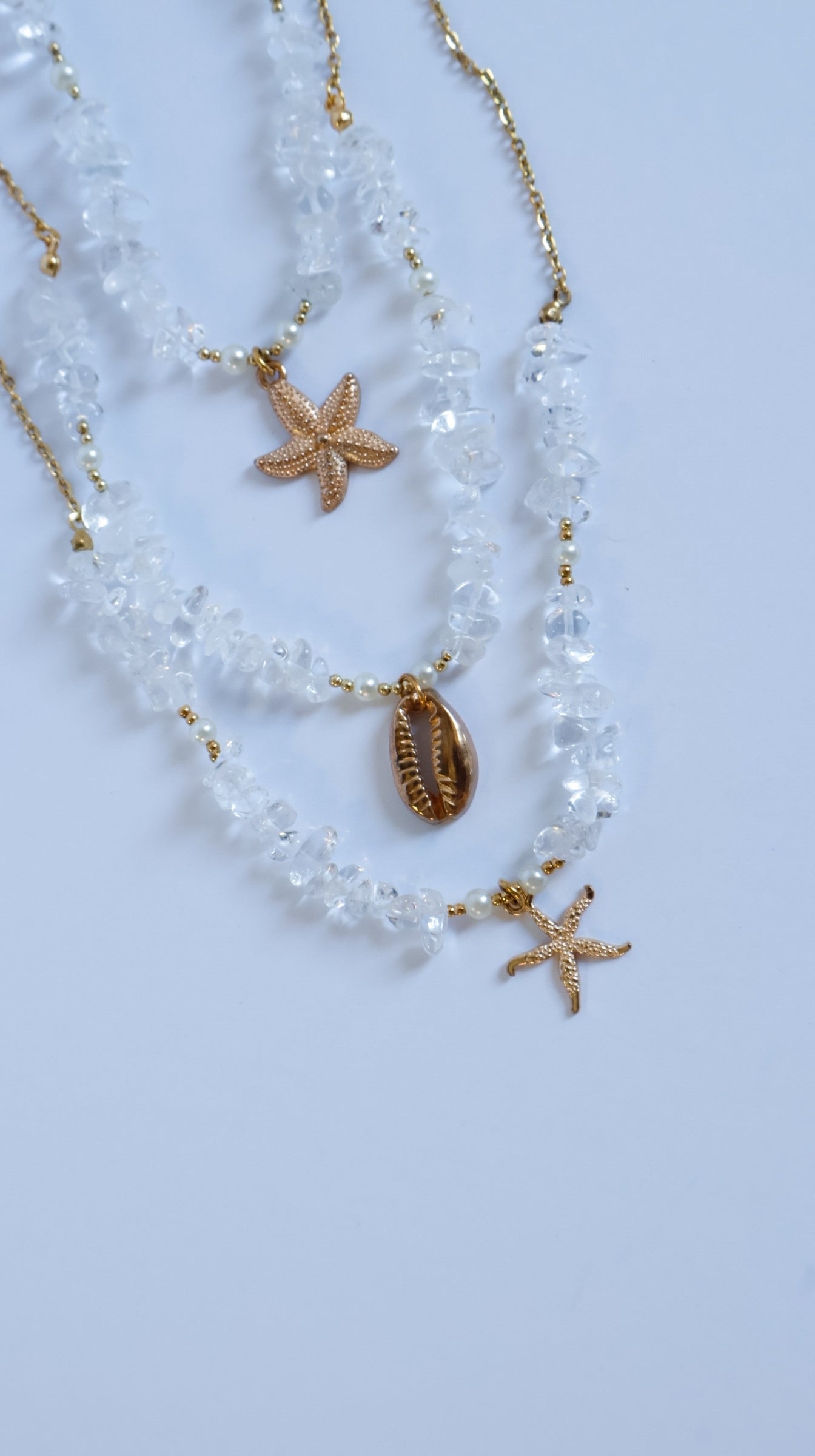 Pendentifs thème mer quartz cristal et acier inoxydable 316L