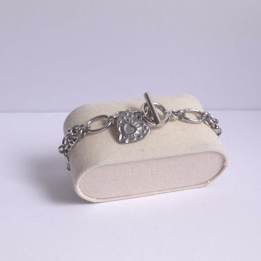 Bracelet Heartbreaker chaîne large cœur acier Naash Jewelry