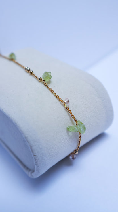 Bracelet Nymphéa pierres naturelles de Péridot