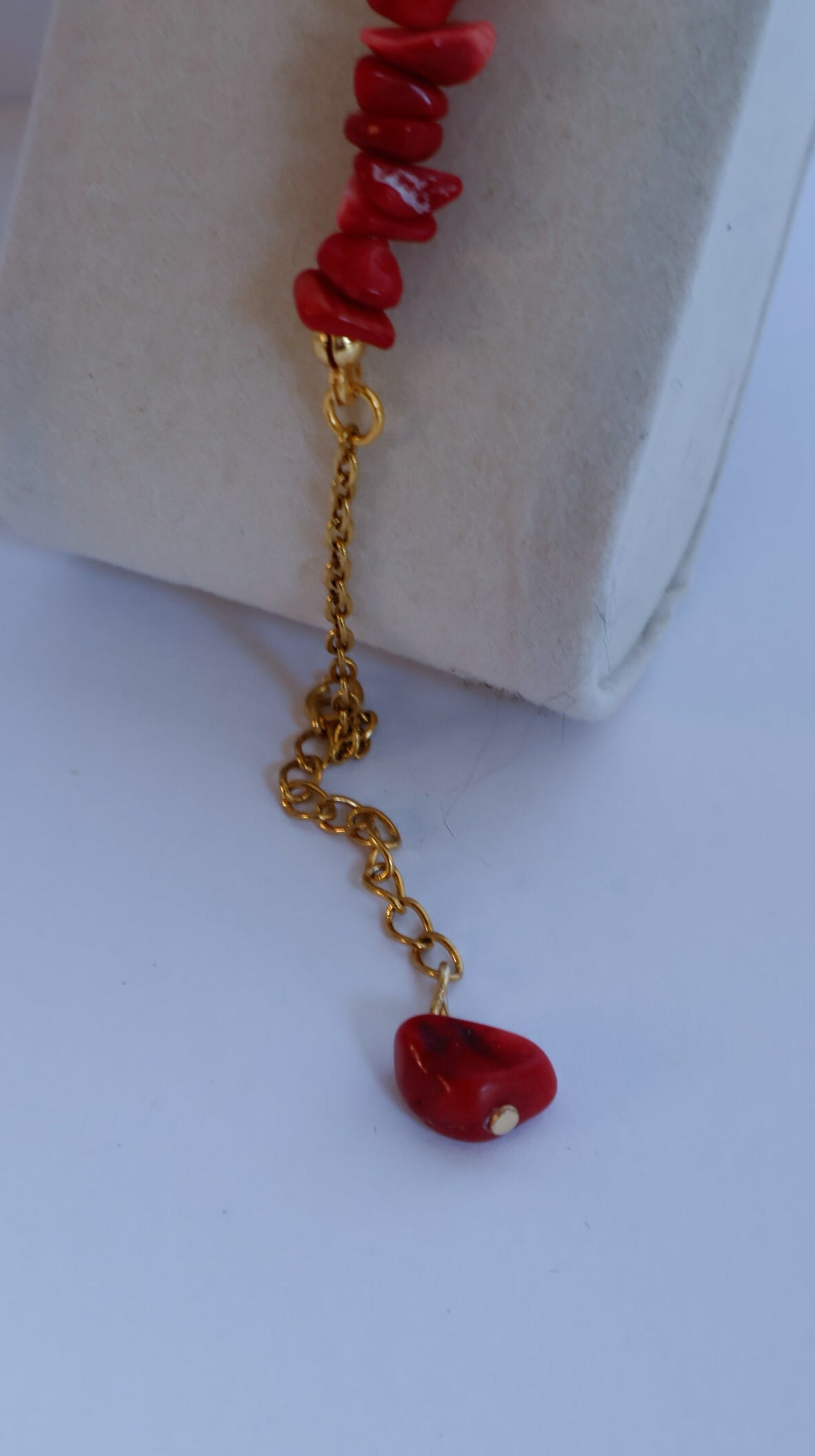 Détails du bracelet Néréides bambou rouge et acier inoxydable 316L