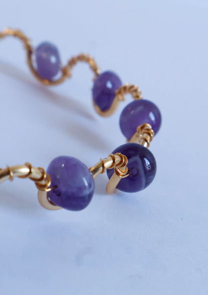 bracelet en améthyste et plaqué or