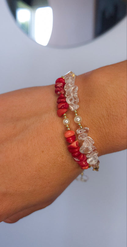 Bracelets Néréides deux variantes portées