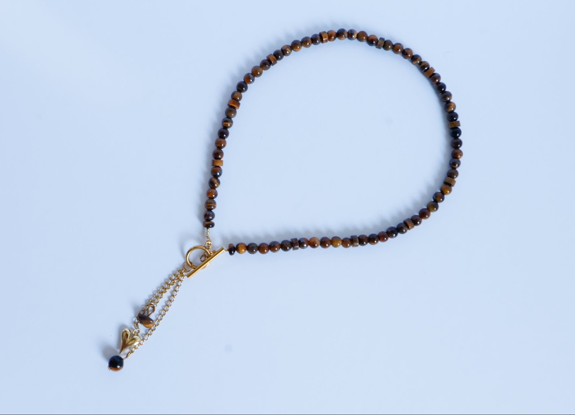 Collier Féline en acier inoxydable 316L et pierres oeil de tigre