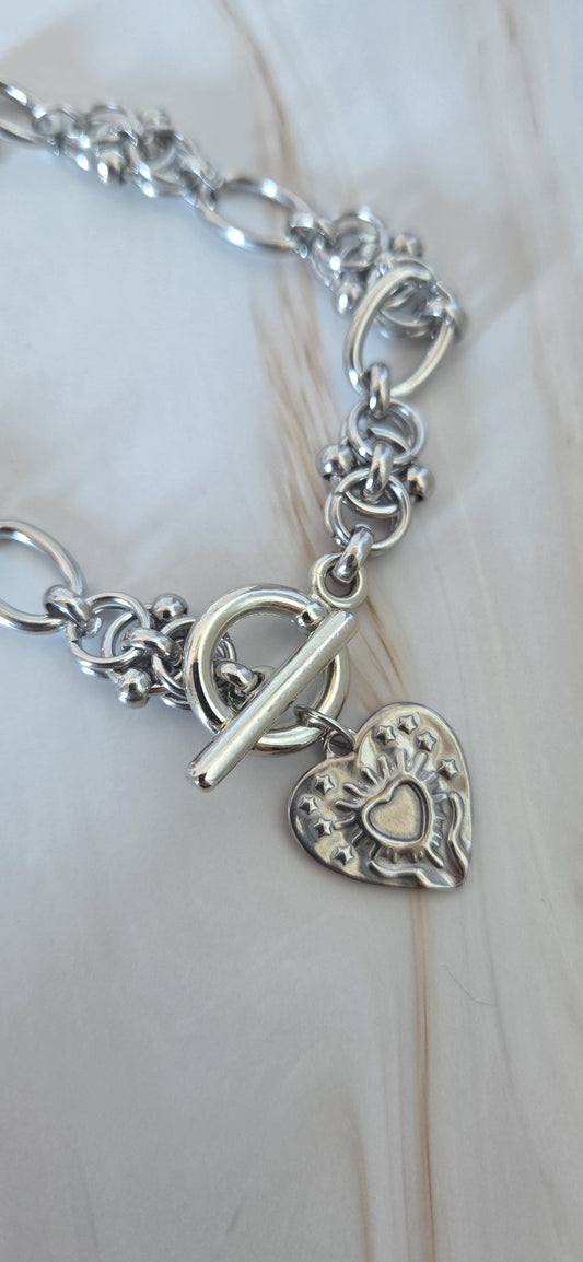 Pendentif cœur bracelet Heartbreaker acier inoxydable